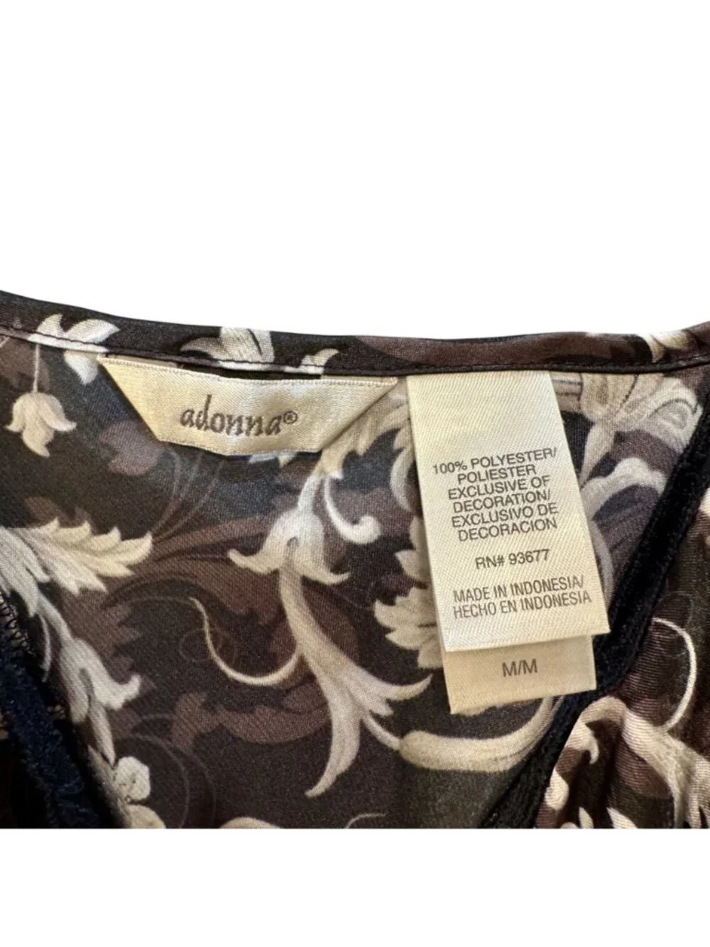 Adonna Black Silver Floral Slip Dress Satin Size M Whimsygoth Coquette Tie Back - Picture 5 of 9